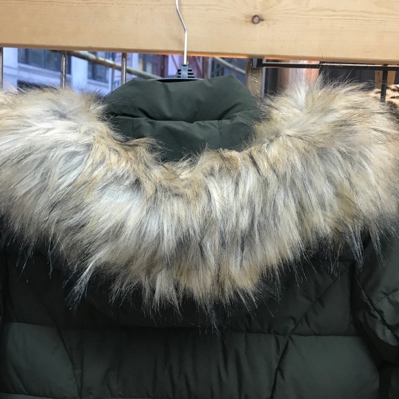 Laundry By Shelli Segal Fur Trim Puffer Moss Green - Picture 4 of 16